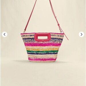 Maje Multicolor Striped Raffia Shoulder Bag NWT